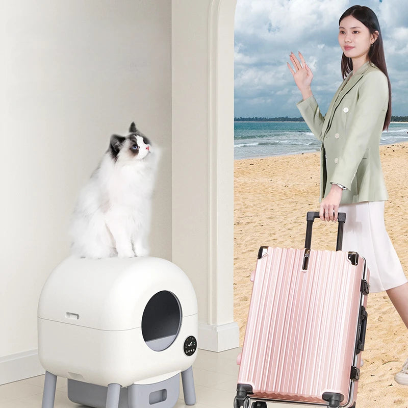 Automatische Katzentoilette Selbstreinigend Komplett-Set - Smart Katzenklo mit Abfallbeuteln und Bürste