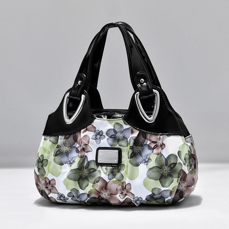 Damen Handtasche aus PU Leder | Große Schultertasche mit Blumenprint NOOR08