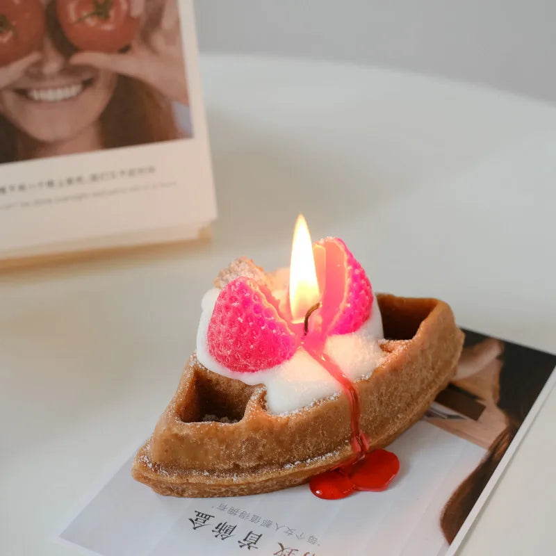Artisan Waffle Dessert Candle: Cute Soy Wax for Creative Home Ambiance