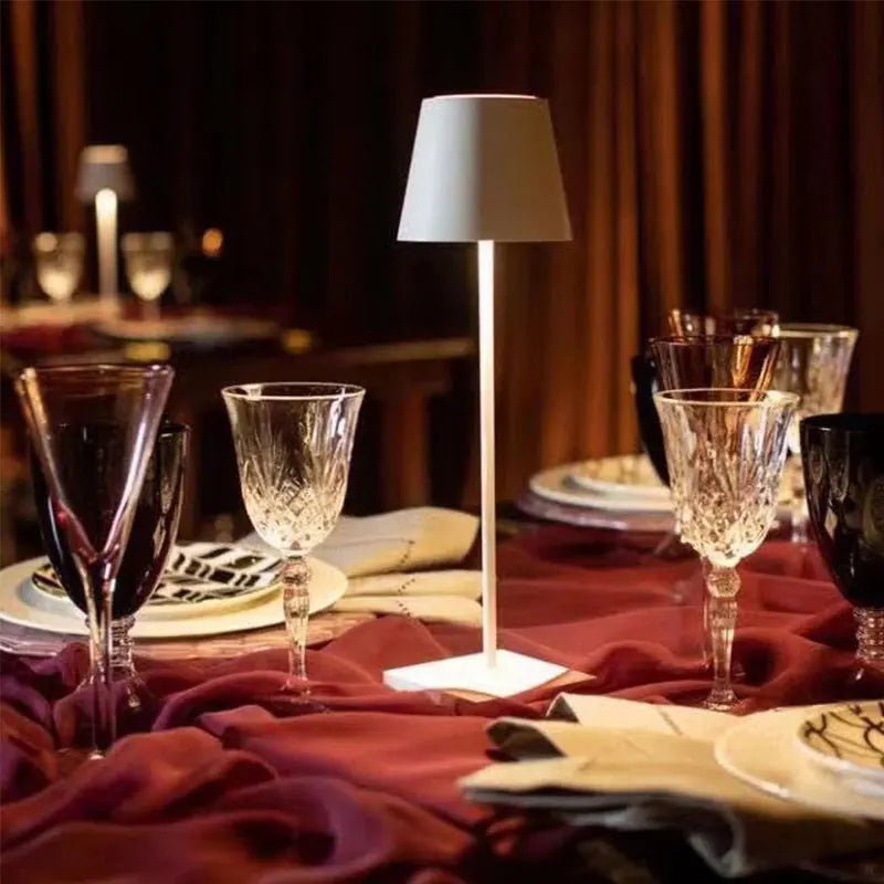 Retro Metal Touch Table Lamp - LED Rechargeable Night Light for Bar Bedroom