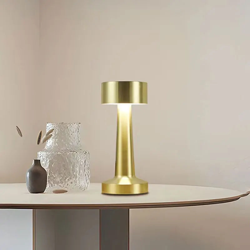 Retro Metal Touch Table Lamp - LED Rechargeable Night Light for Bar Bedroom