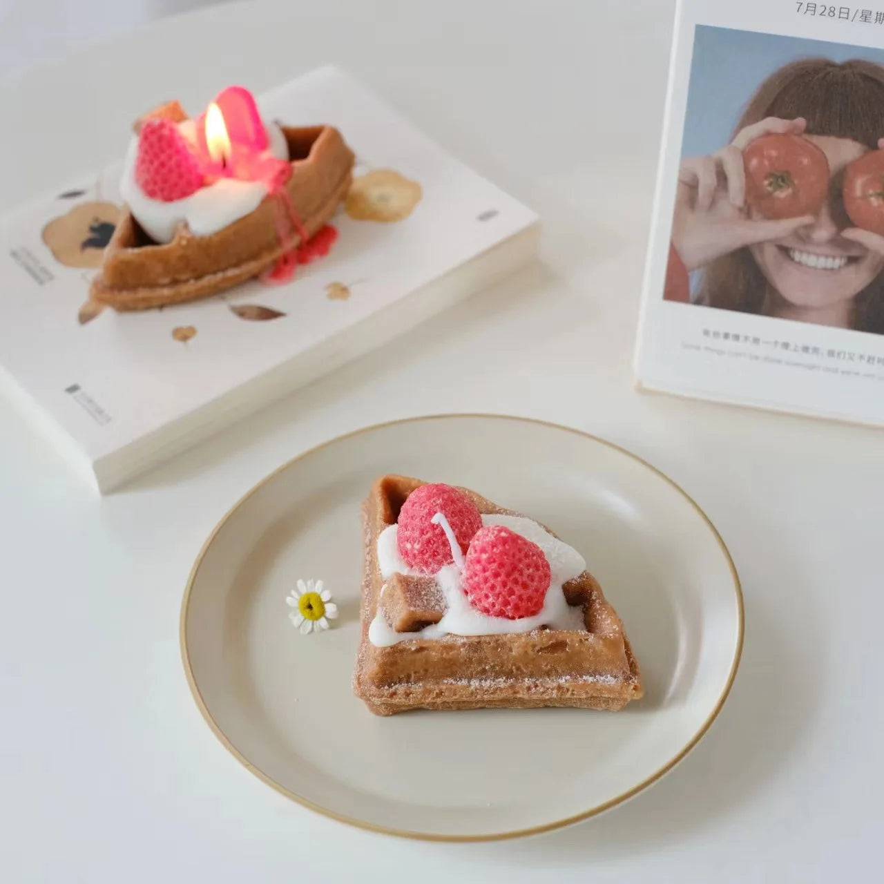 Artisan Waffle Dessert Candle: Cute Soy Wax for Creative Home Ambiance