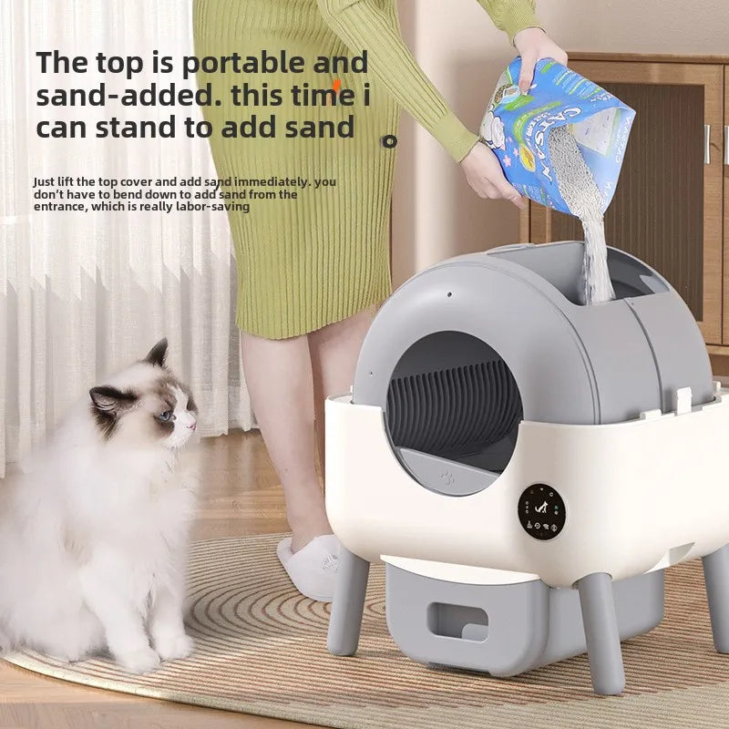 Automatische Katzentoilette Selbstreinigend Komplett-Set - Smart Katzenklo mit Abfallbeuteln und Bürste