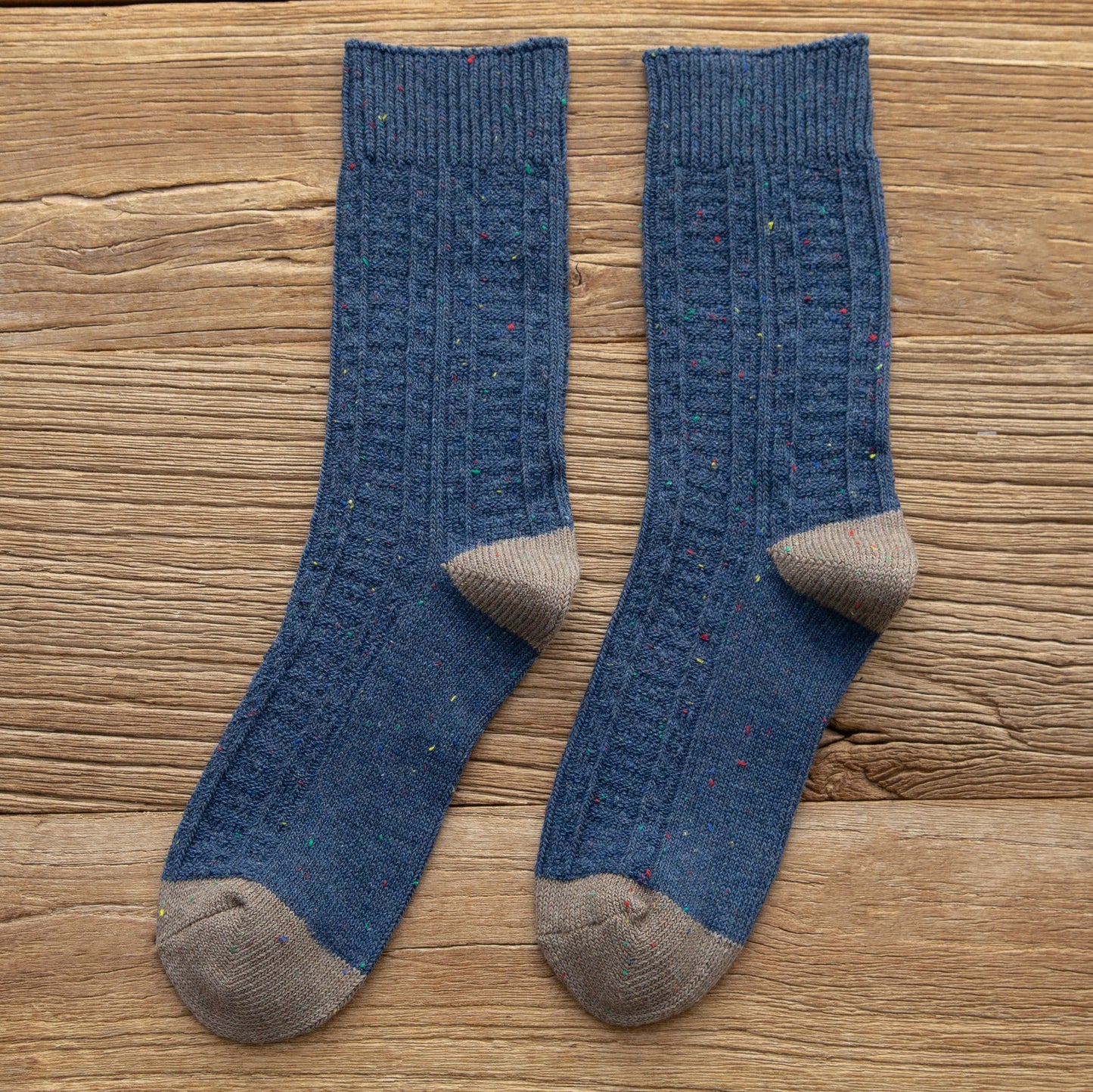 Retro Mori Style Wollsocken – Dicke Farbmix Tube Socken NOOR08