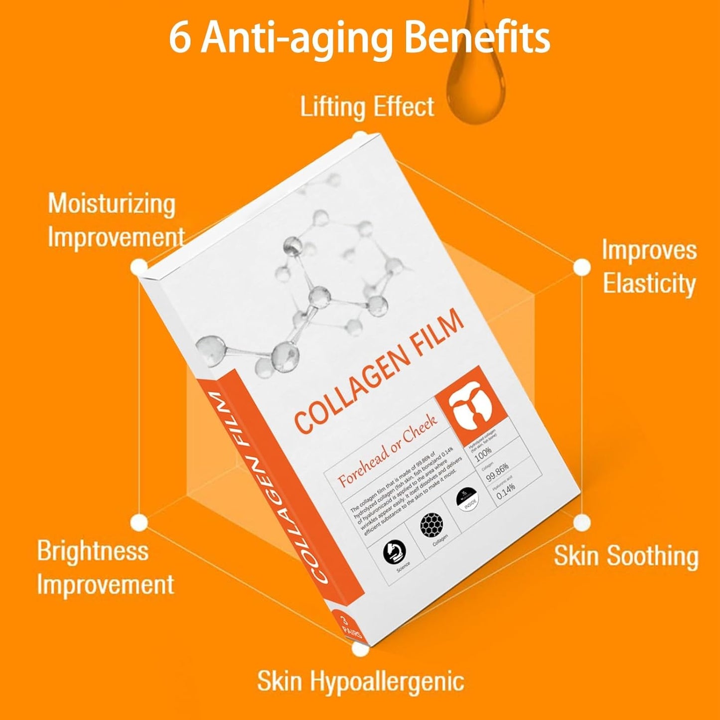 Collagen Film Maske Auflösend, Kollagen Film Straffende Mask Löslich, Hydrolysiertes Collagen Pflaster Aus Korea, Kollagensfilme Patches, Koreanische Gesichtsmaske Löslicher Kollagenfilm(3 BOX = 9 PAI