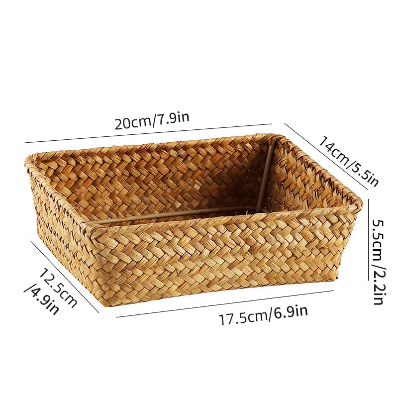 Stylish Woven Seagrass Storage Baskets - Versatile Rattan Laundry & Organizer Containers for a Clutter-Free Home