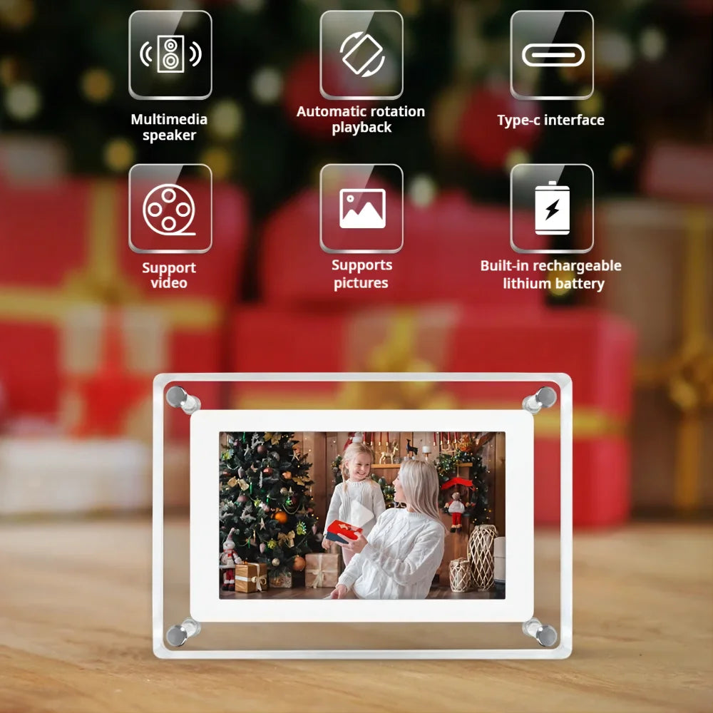 Acryl Digitaler Bilderrahmen 5/7 Zoll – Kabellos mit Akku & IPS Display NOOR08