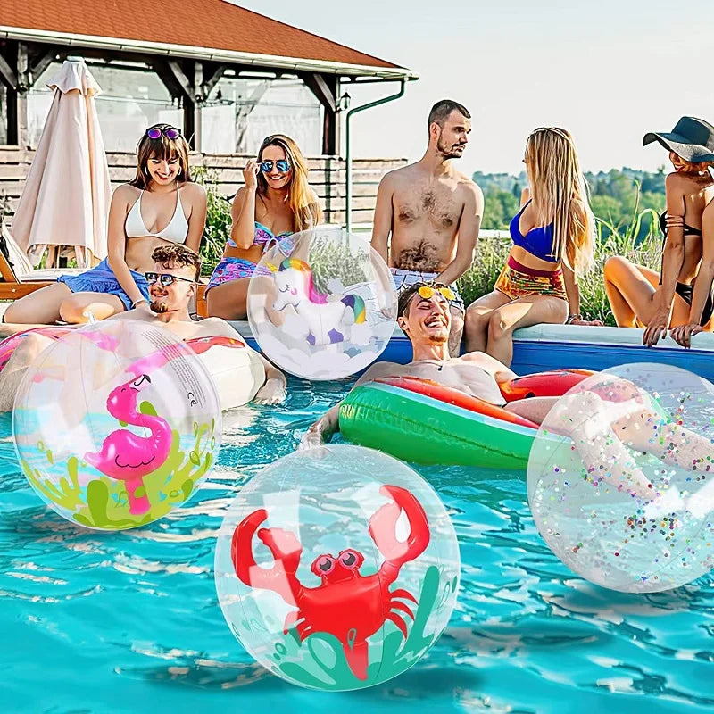 Einhorn & Flamingo Pool-Spielzeug Set – Aufblasbarer Strandball & Schwimmring für Sommer-Wasserparty