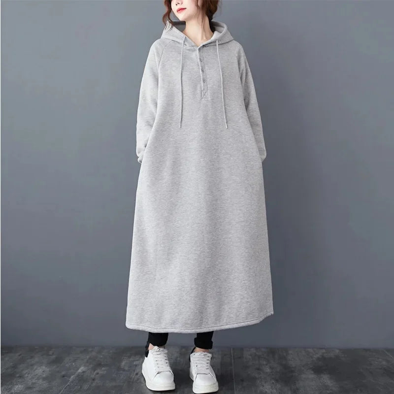 Kuscheliges Oversize Sweatshirt-Kleid mit Kapuze im Korea-Stil NOOR08