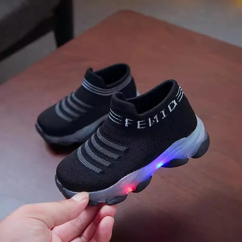 LED Light-Up Kids Sneakers - High-Top Slip-On Shoes for Boys & Girls