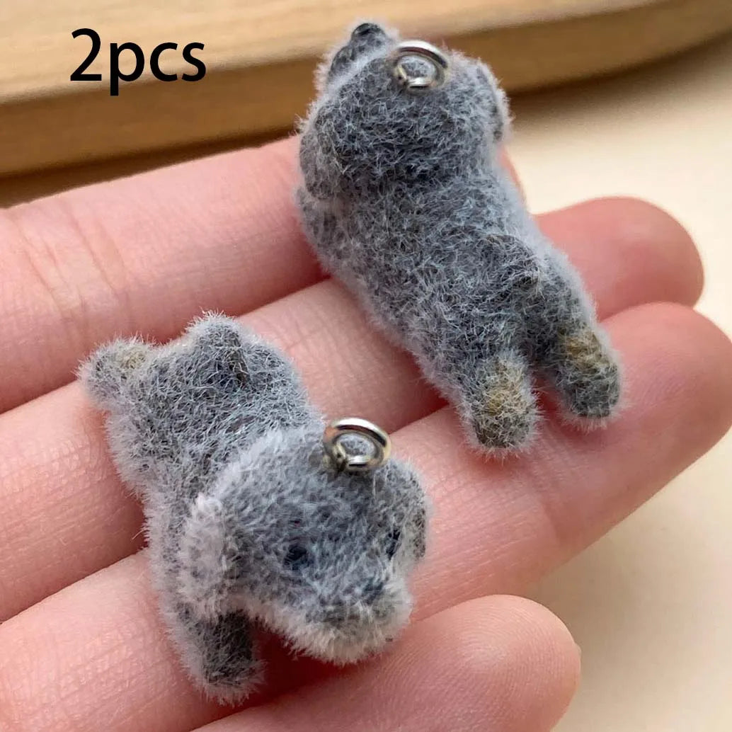 Mix 2/5 Stück Harz Beflockung Hund Anhänger DIY Schmuck NOOR08