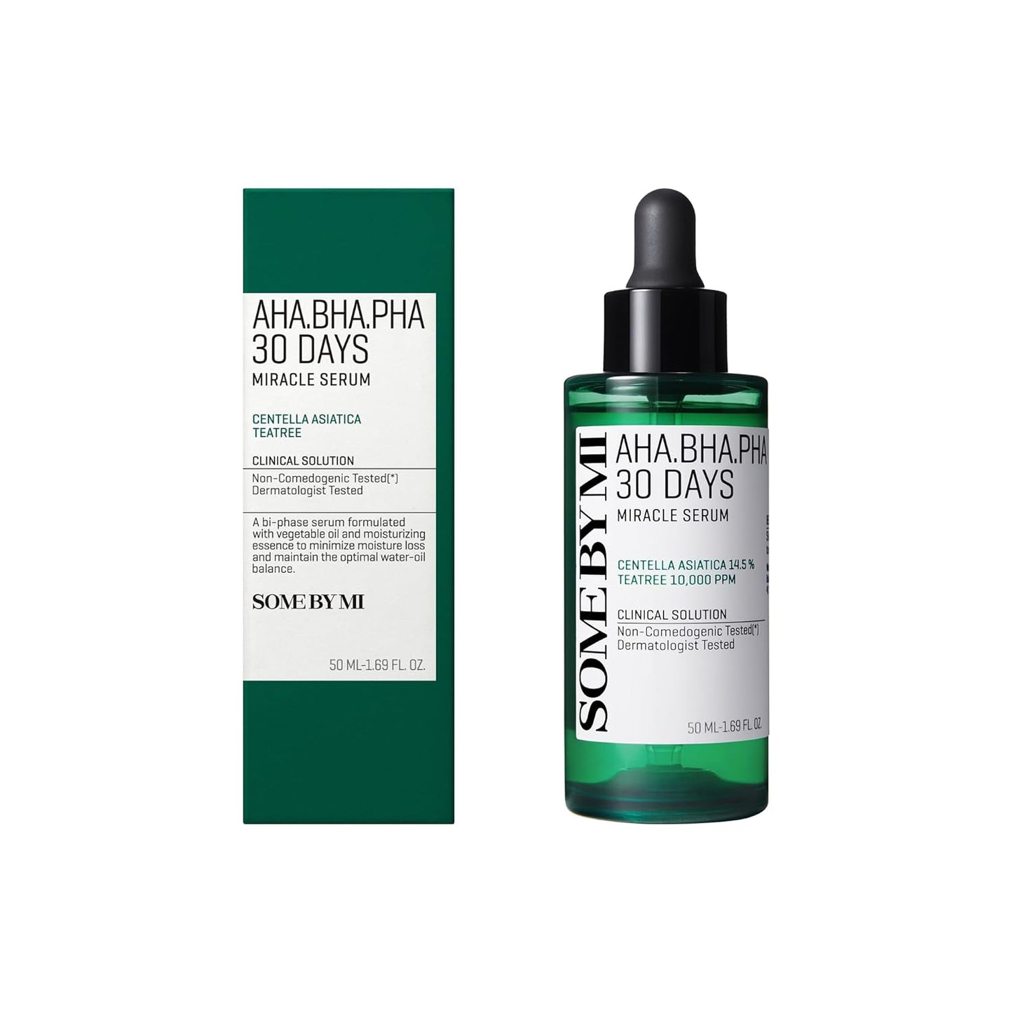 SOME by MI AHA BHA PHA 30 Tage Miracle Serum – 50Ml – Beruhigendes Centella-Serum Mit Niacinamid – Gegen Poren, Sebum & Mitesser – Koreanische Hautpflege