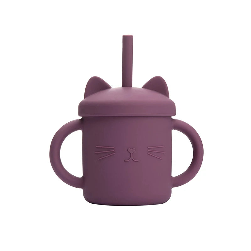 200ML Baby Feeding Drinkware Straw Cup Baby Learning Feeding Bottles Anti-Hot Leakproof Silicone Tableware Toddler Water Bottle