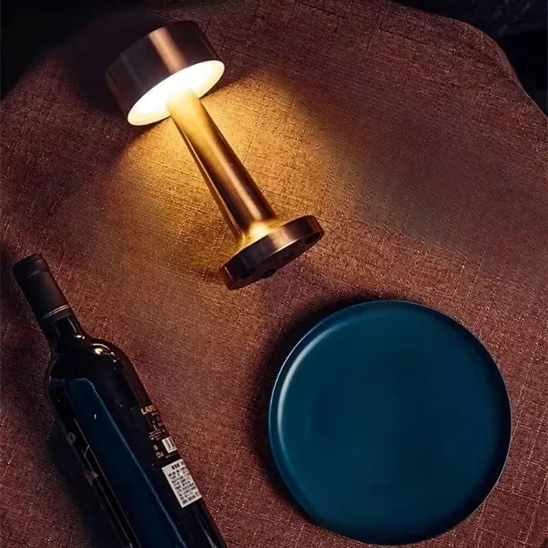 Retro Metal Touch Table Lamp - LED Rechargeable Night Light for Bar Bedroom