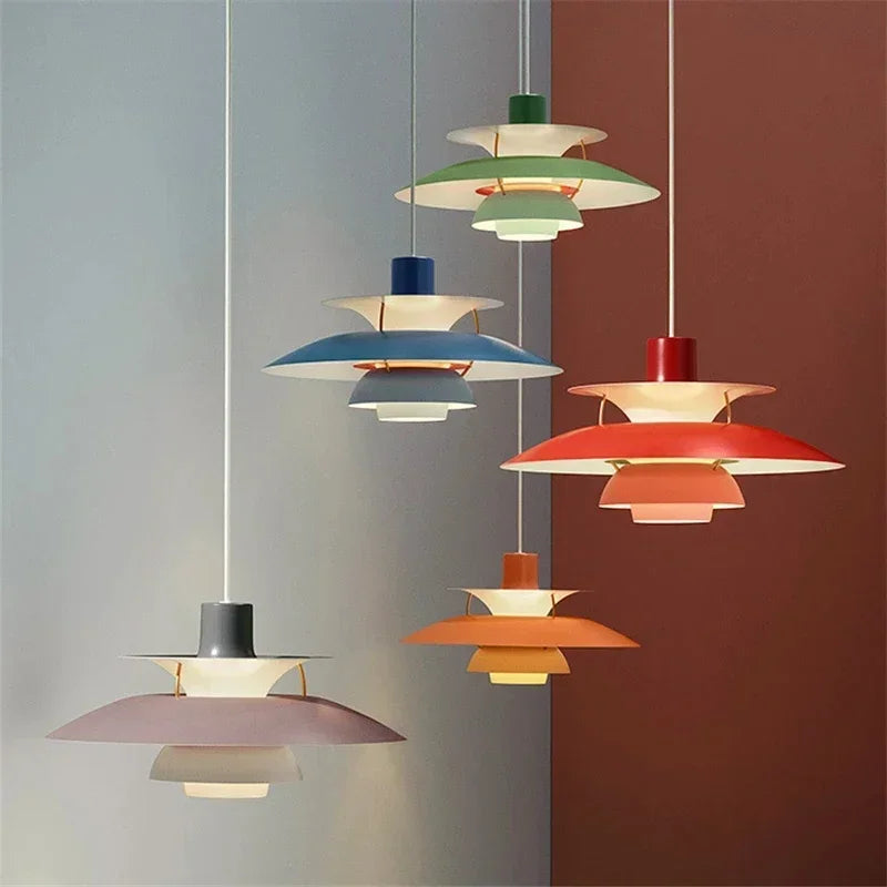 Nordic Rainbow Umbrella Chandelier – Modern LED Pendant Light for Dining/Living Room