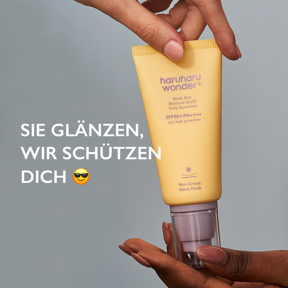 Haruharu Wonder Black Rice Moisture Airyfit Daily Sunscreen, Nicht Fettendes Velvet Finish, Kein Weißer Abdruck 50Ml