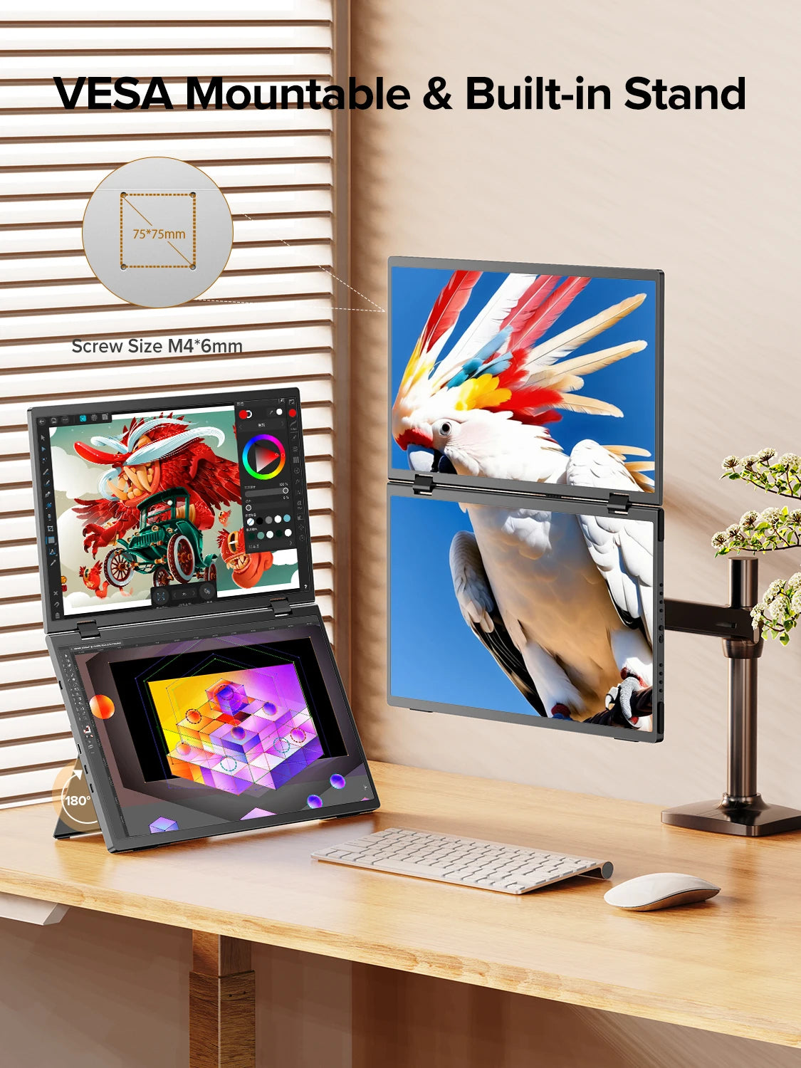 Portable Dual Monitor 15,6" Klappbar - FHD IPS Triple Screen Laptop Erweiterung USB-C Plug & Play