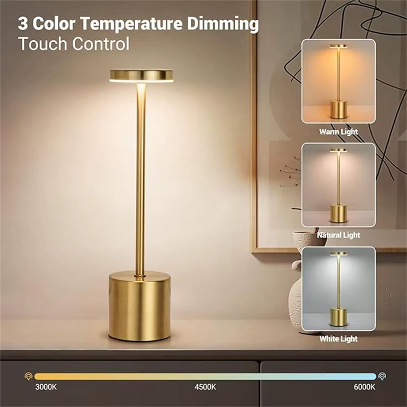 USB Rechargeable Touch Table Lamp - Dimmable LED Desk Light for Bedside Bar