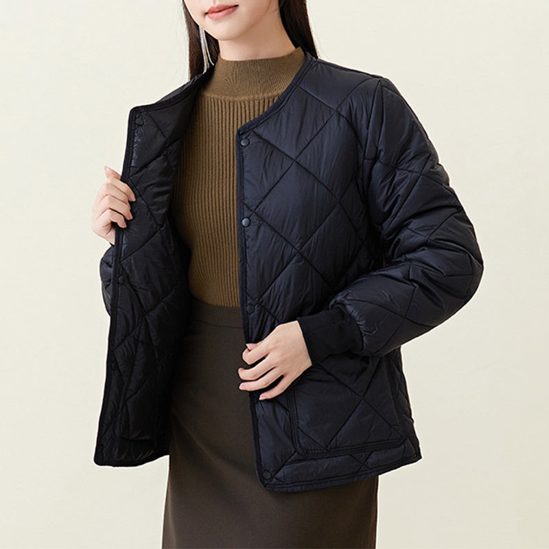 Warmer Rauten-Steppmantel – Rundhals, Leicht & Elegant NOOR08