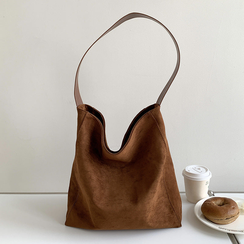 Damen Wildleder Tote – Vintage Schultertasche groß für Herbst & Winter NOOR08