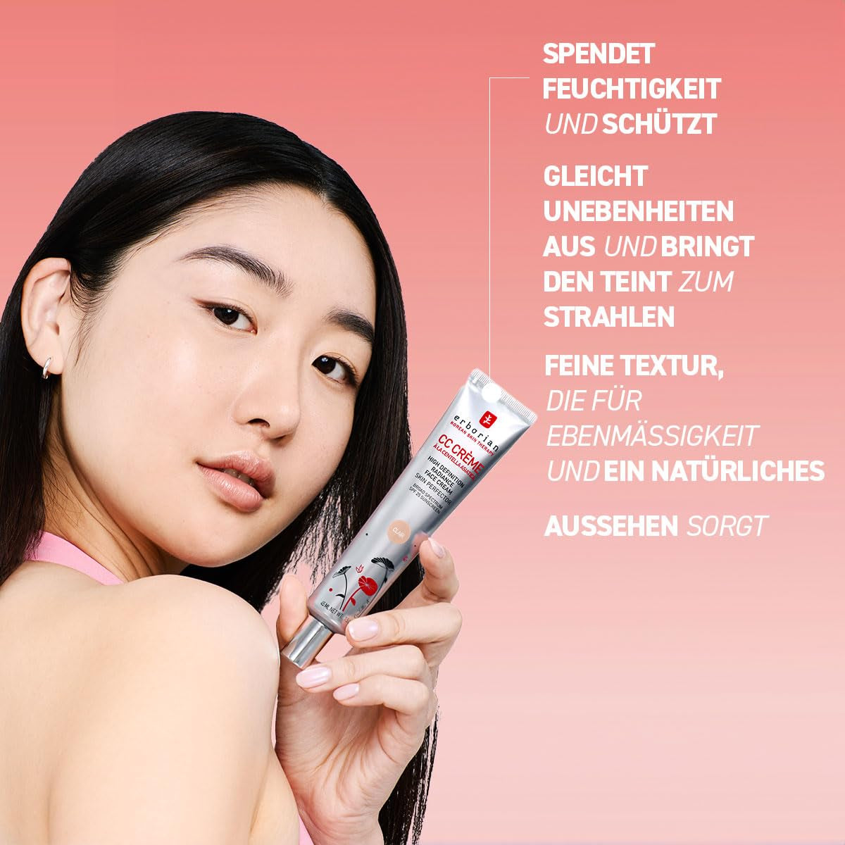 Erborian CC Cream - Getönte Gesichtscreme Mit Centella Asiatica - Gesichtspflege Aus Korea - Strahlender Teint & Feuchtigkeit LSF 25
