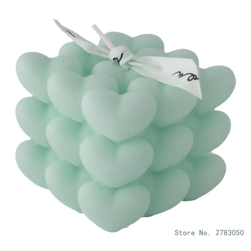 Artisan Soy Wax Candles: Unique Heart, Cube & Bubble Designs for Home & Gifts