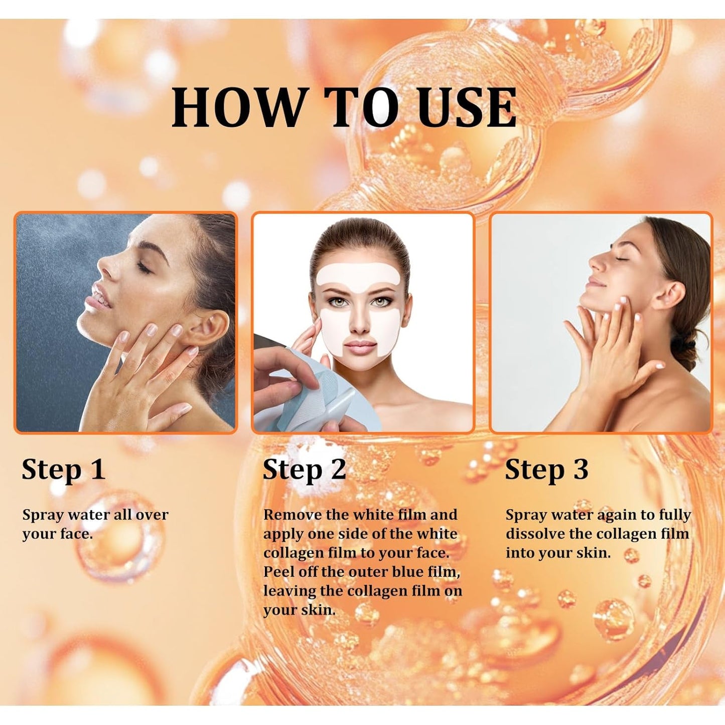 Collagen Film Maske Auflösend, Kollagen Film Straffende Mask Löslich, Hydrolysiertes Collagen Pflaster Aus Korea, Kollagensfilme Patches, Koreanische Gesichtsmaske Löslicher Kollagenfilm(3 BOX = 9 PAI