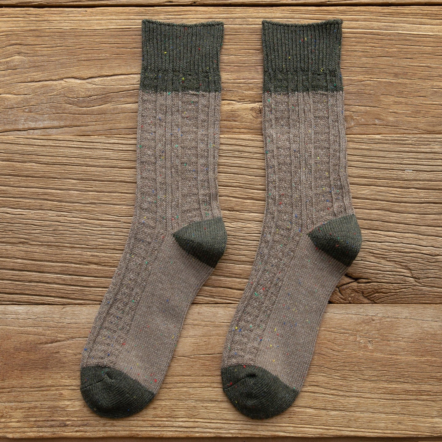 Retro Mori Style Wollsocken – Dicke Farbmix Tube Socken NOOR08
