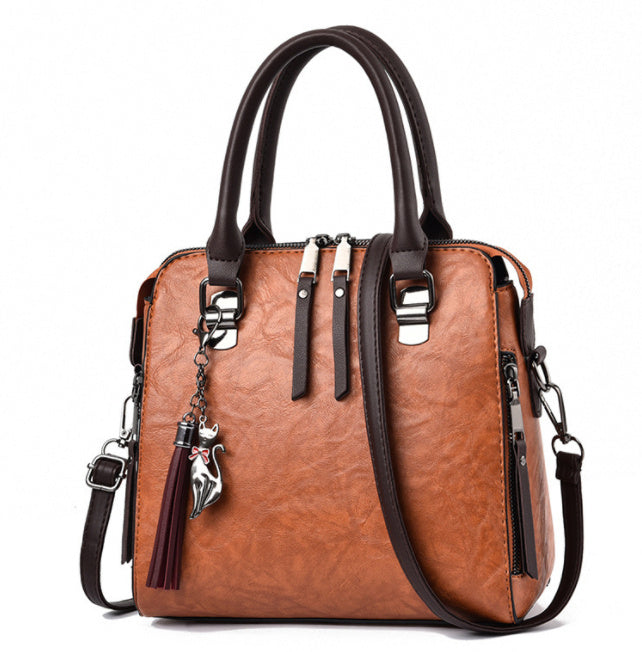 Vintage Damen Handtasche – PU Leder Tote mit Quaste & großer Kapazität NOOR08
