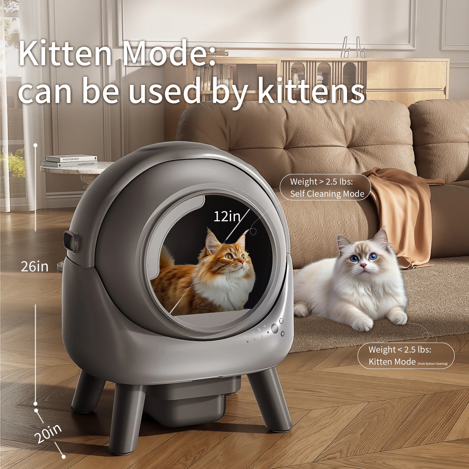 Roboter Katzentoilette Automatisch - Selbstreinigende Katzenklo für Mehrkatzenhaushalt mit APP-Kontrolle