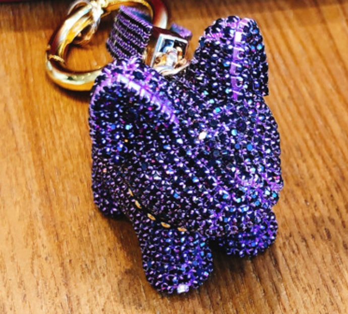 Schlüsselanhänger Hund mit Diamanten | Funkelnder Schlüsselring NOOR08