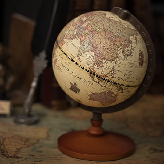 5-Inch Vintage Earth Globe - Elegant Wooden Home Decor & Map Ornament