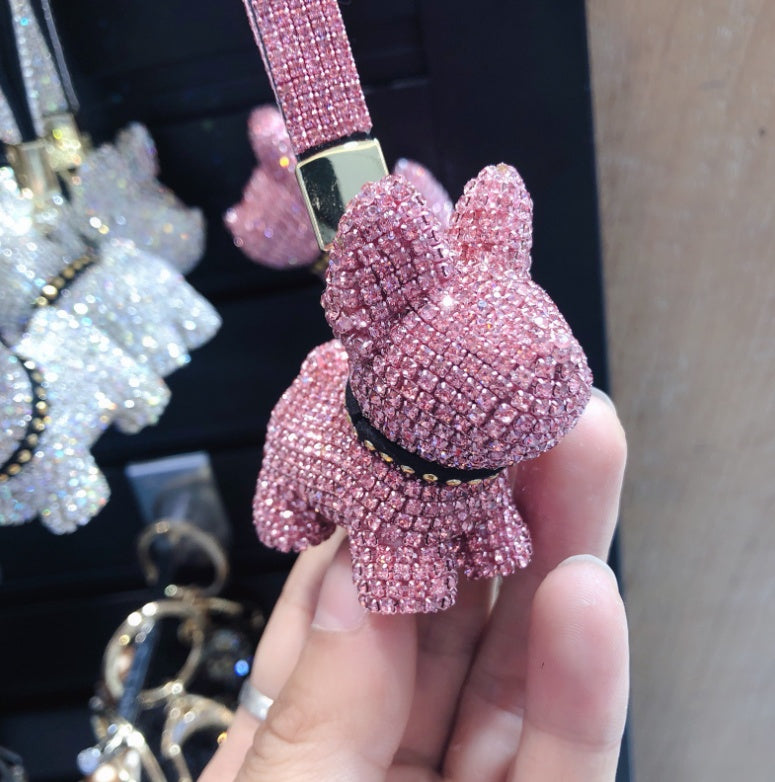 Schlüsselanhänger Hund mit Diamanten | Funkelnder Schlüsselring NOOR08