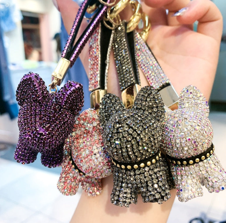 Schlüsselanhänger Hund mit Diamanten | Funkelnder Schlüsselring NOOR08