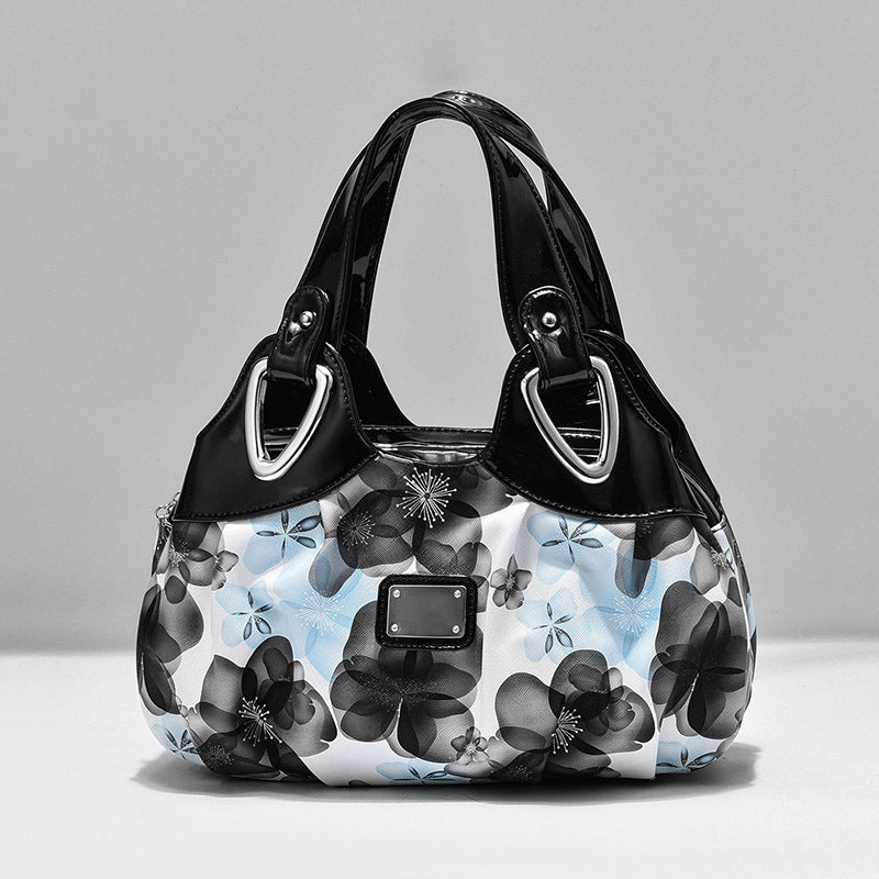 Damen Handtasche aus PU Leder | Große Schultertasche mit Blumenprint NOOR08