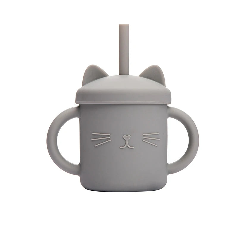 200ML Baby Feeding Drinkware Straw Cup Baby Learning Feeding Bottles Anti-Hot Leakproof Silicone Tableware Toddler Water Bottle