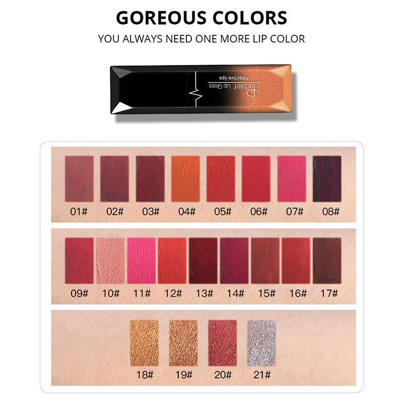 Bestes Lippen-Make-up – 18 Farben Matte Lipgloss, Sexy & Langanhaltend NOOR08