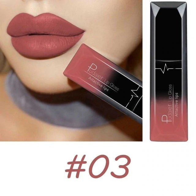 Bestes Lippen-Make-up – 18 Farben Matte Lipgloss, Sexy & Langanhaltend NOOR08
