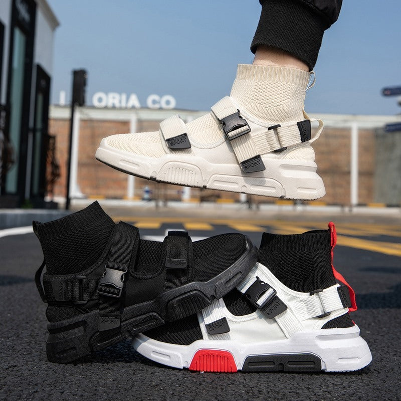 Dieser High-Top-Socken-Sneaker aus atmungsaktivem Flying-Knit-Material bietet zu jeder Jahreszeit hohen Tragekomfort. Das weiche Design umschließt den Knöchel, während die leichte Passform den stilvollen koreanischen Look perfekt ergänzt.