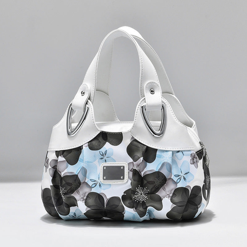 Damen Handtasche aus PU Leder | Große Schultertasche mit Blumenprint NOOR08