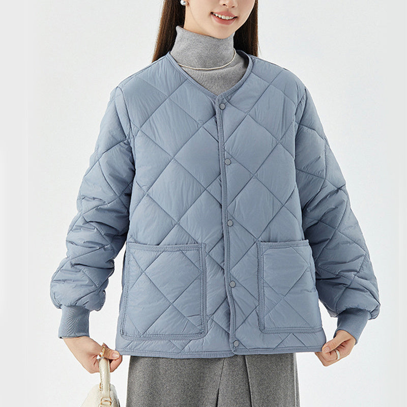 Warmer Rauten-Steppmantel – Rundhals, Leicht & Elegant NOOR08