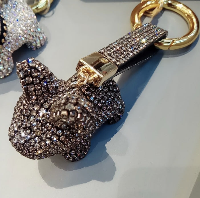 Schlüsselanhänger Hund mit Diamanten | Funkelnder Schlüsselring NOOR08