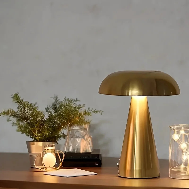 Retro Mushroom Table Lamp – Touch Sensor & USB Rechargeable Night Light
