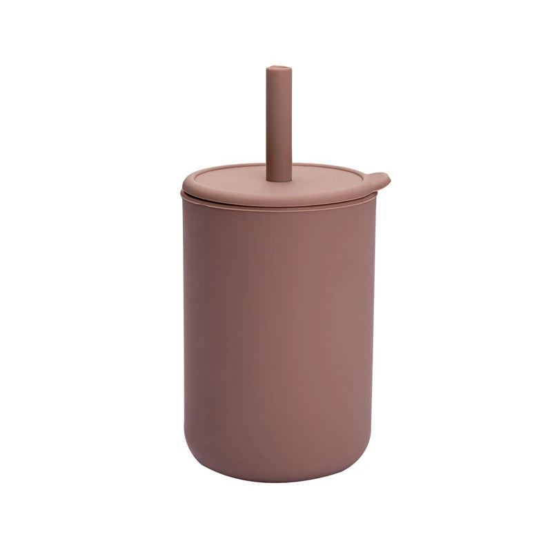 200ML Baby Feeding Drinkware Straw Cup Baby Learning Feeding Bottles Anti-Hot Leakproof Silicone Tableware Toddler Water Bottle