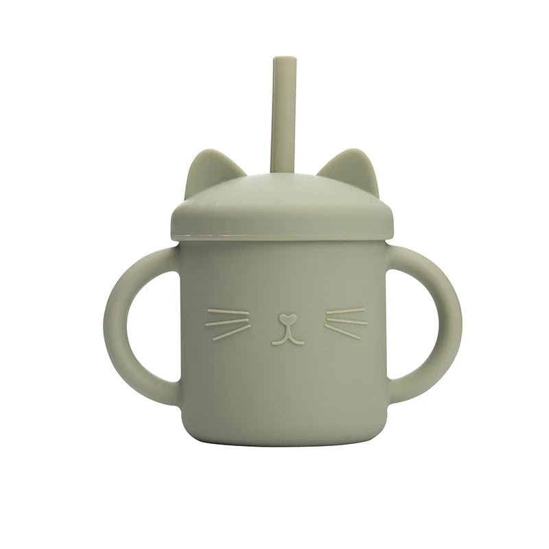 200ML Baby Feeding Drinkware Straw Cup Baby Learning Feeding Bottles Anti-Hot Leakproof Silicone Tableware Toddler Water Bottle