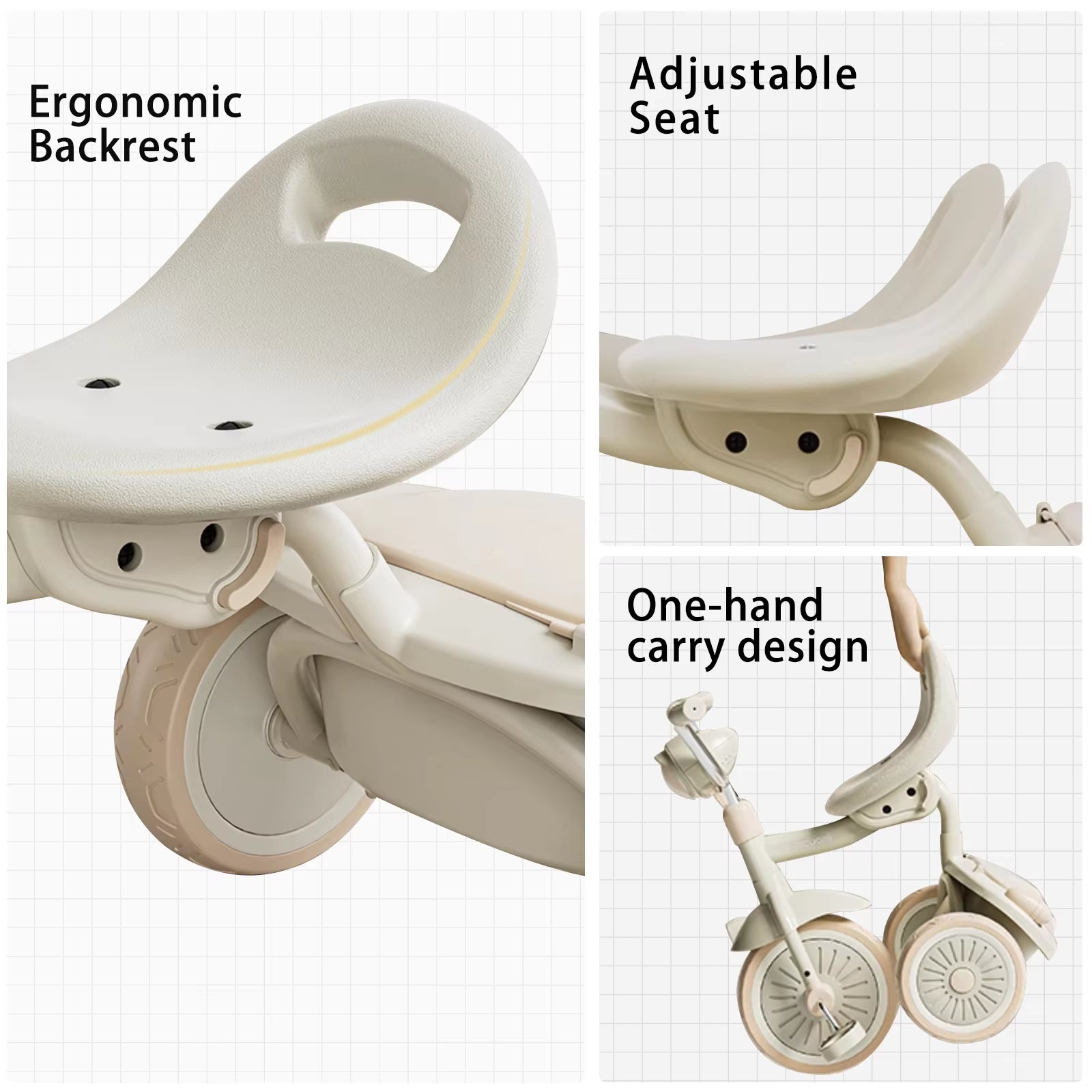 UBRAVOO Portable Baby Trike: Foldable Tricycle with Elastic PU Wheels & LED Lights (Ages 1-5)