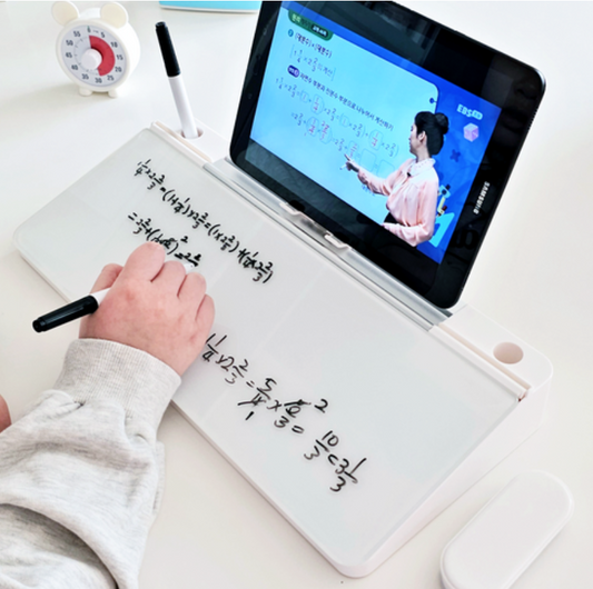 Korean Study Board Pro - Multi-Function Smartphone Tablet Stand with Whiteboard & Storage - Academic Productivity Desk Organizer