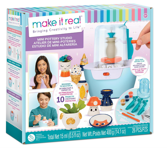 Ein 26-teiliges Töpfer-Set für Kinder ab 8 Jahren. Mit lufttrocknendem Ton, 10 Projekten und Zubehör für kreativen Töpferspaß.

