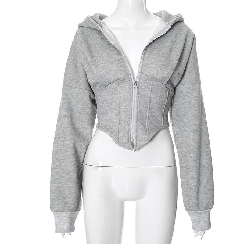 Y2K Hoodie Cardigan – Street Fashion Reißverschluss Jacke Damen NOOR08