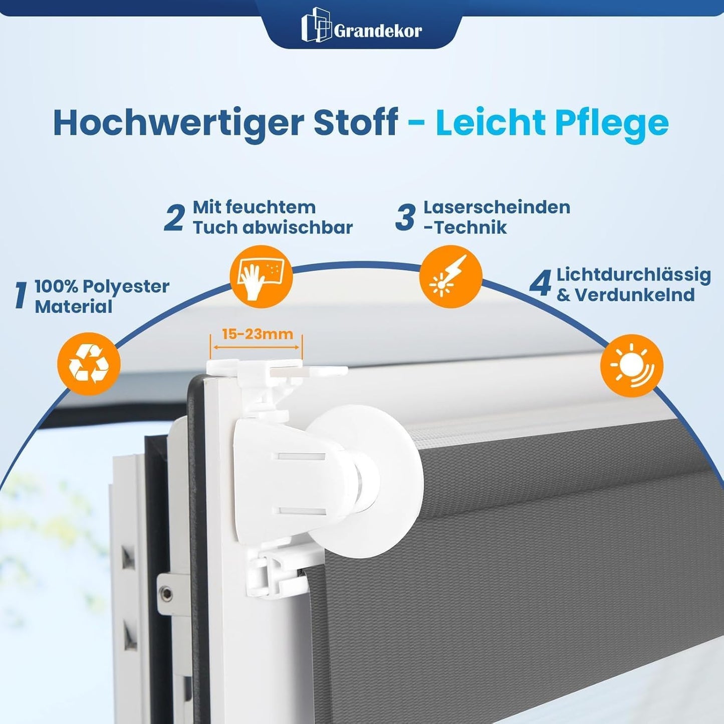Grandekor Doppelrollo Klemmfix Ohne Bohren Anthrazit 40X130Cm(Stoffbreite 36Cm) Fenster Rollos Für Innen Klemmrollos Duo Rollos Für Fenster Ohne Bohren Mit Bohren Privatschutz Uv-Schutz Zebrarollo